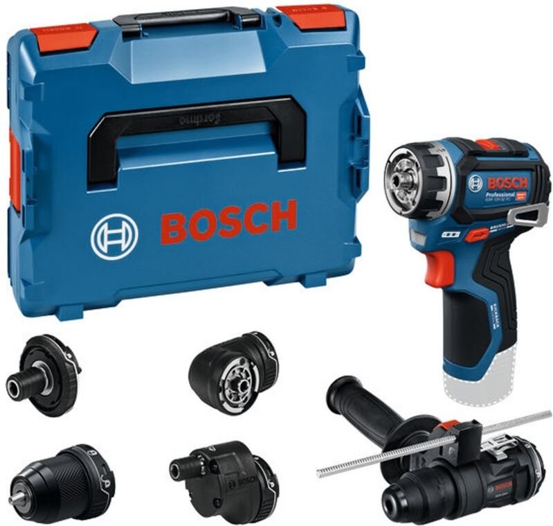 Bosch Professional Bosch Akku-Bohrschrauber GSR 12V-32 FC, incl. div. Aufsätze, Zusatzhandgriff, Tiefenanschlag, L-BOXX