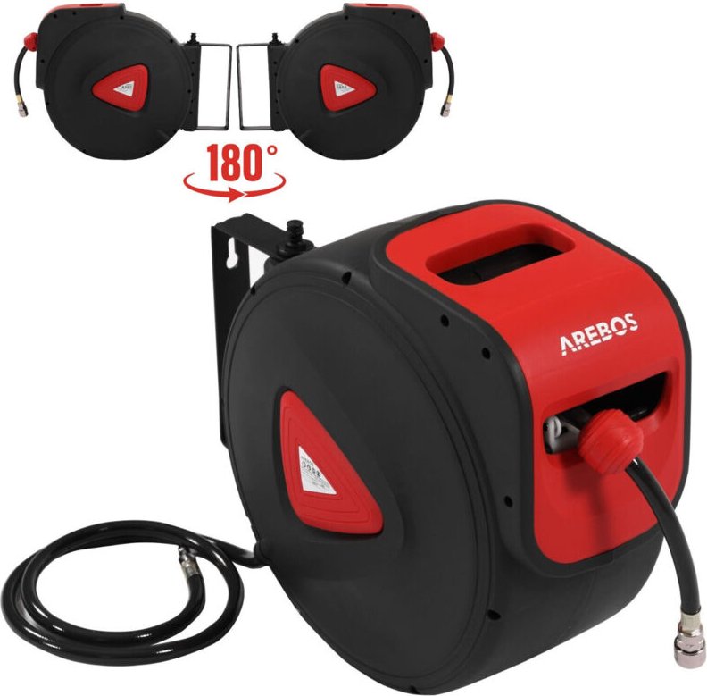 Arebos - Druckluftschlauchaufroller mit Automatikfunktion, Schlauchtrommel mit 30 m Schlauchlänge