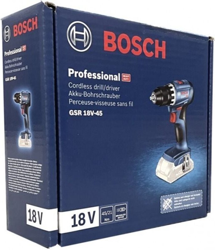 Bosch gsr 18V-45 Professional Akku Bohrschrauber 18 v 45 Nm ( 06019K3200 ) Brushless Solo - ohne Akku, ohne Ladegerät