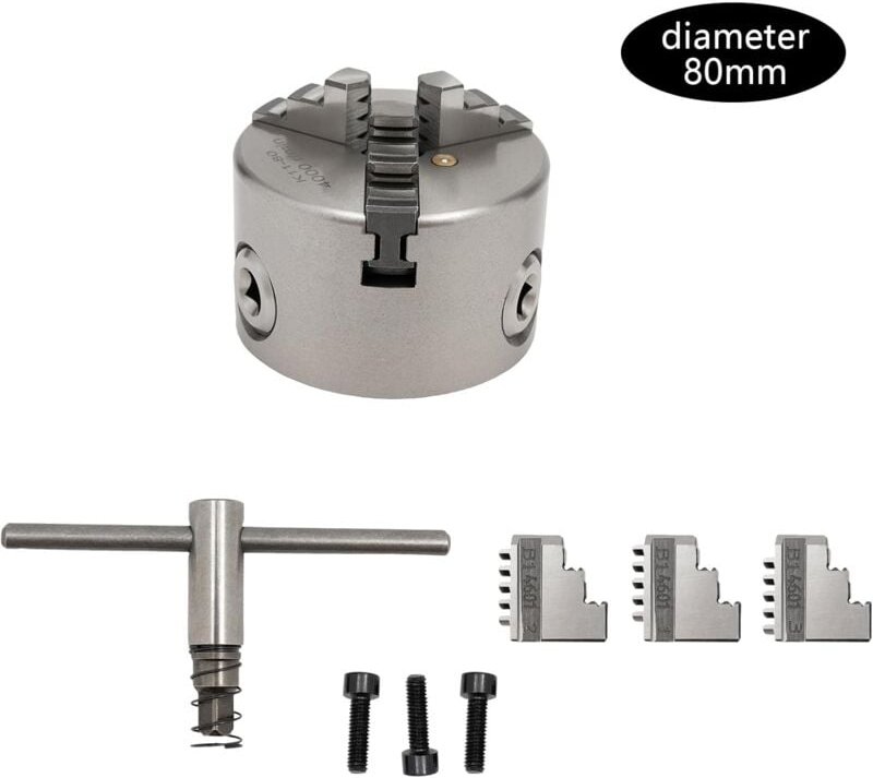 3-Backenfutter, Präzisions-Drehfutter mit drei Backen, Durchmesser 80-125 mm, 3 Drehfutter Tour (80 cm)