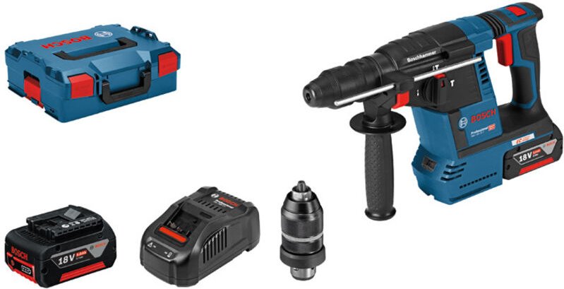 Bosch Akku-Bohrhammer gbh 18V-26 f mit 2x 5,0 Ah Akkus mit Ladegerät, inklusive l-boxx