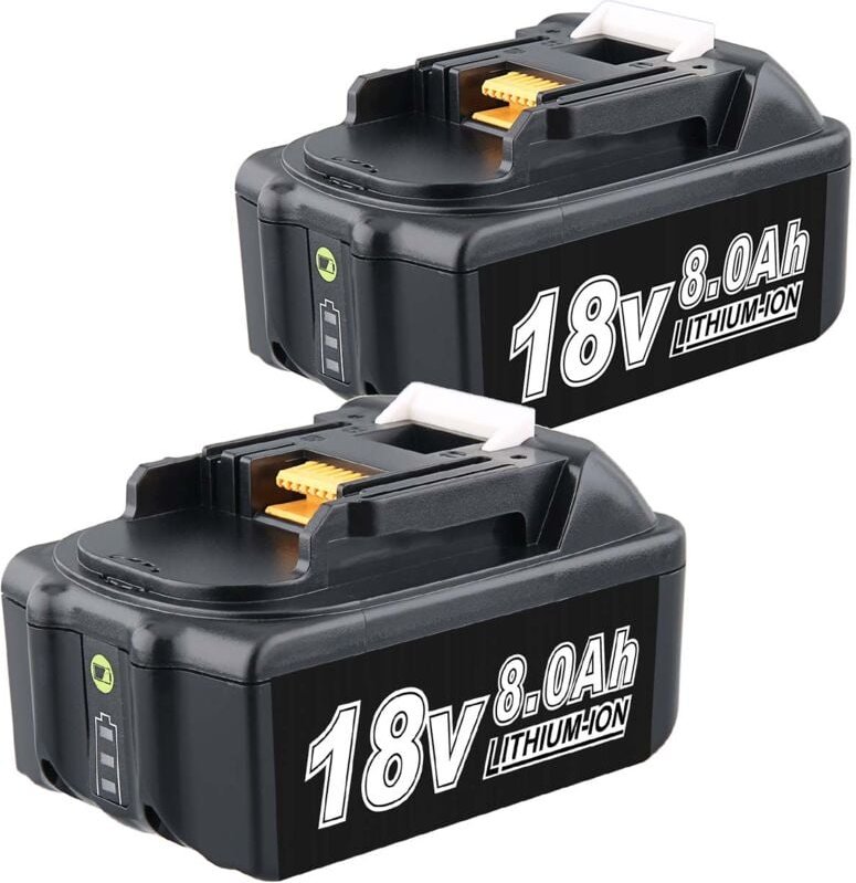 Pdstation - 8,0 Ah 2er-Pack Akku kompatibel mit Makita 18 v kabellose Elektrowerkzeuge BL1860B BL1850B BL1860 BL1830B BL...