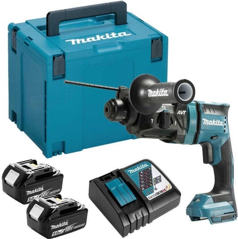 Makita - SDS-Plus Bohrhammer 18 v Li-Ion 18 mm 2 Akkus 1 Ladegerät - im Koffer mit Zubehör - DHR182RTJ