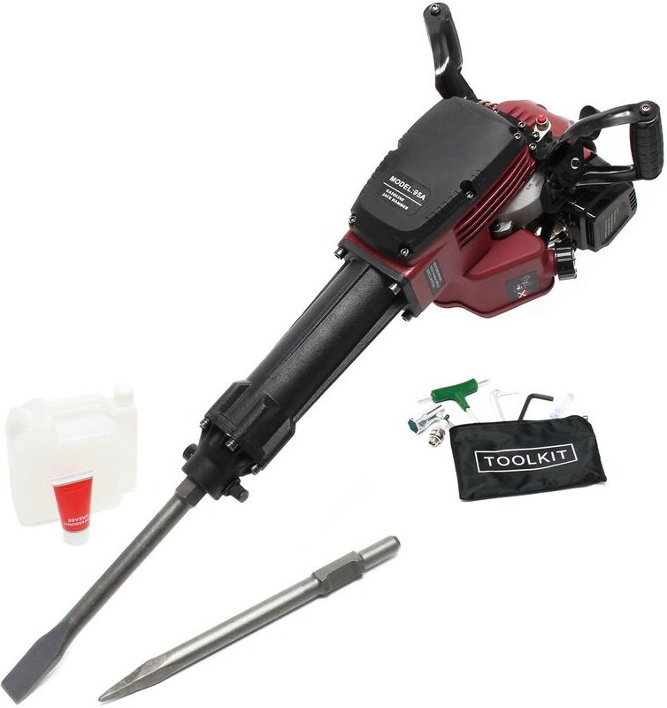 Wiltec Abbruchhammer 2.5PS 55J Schlagstärke 1500 1/min Schlagzahl, Sechskantaufnahme, mit 2 Meißeln, Stemmhammer Meißelh...