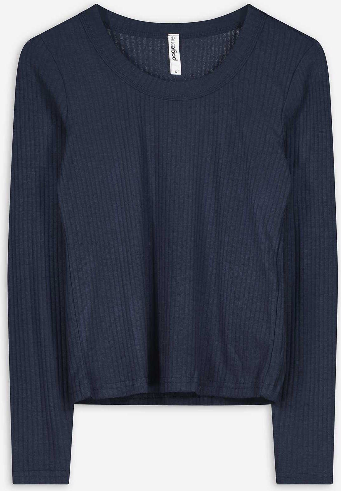 Langarmshirt - Rippenstruktur - dunkelblau