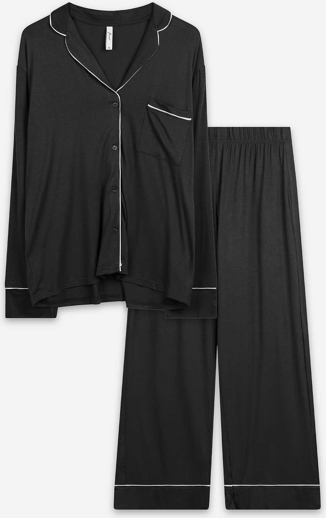 Pyjama Set aus Shirt und Hose - Viskose - dunkelgrau