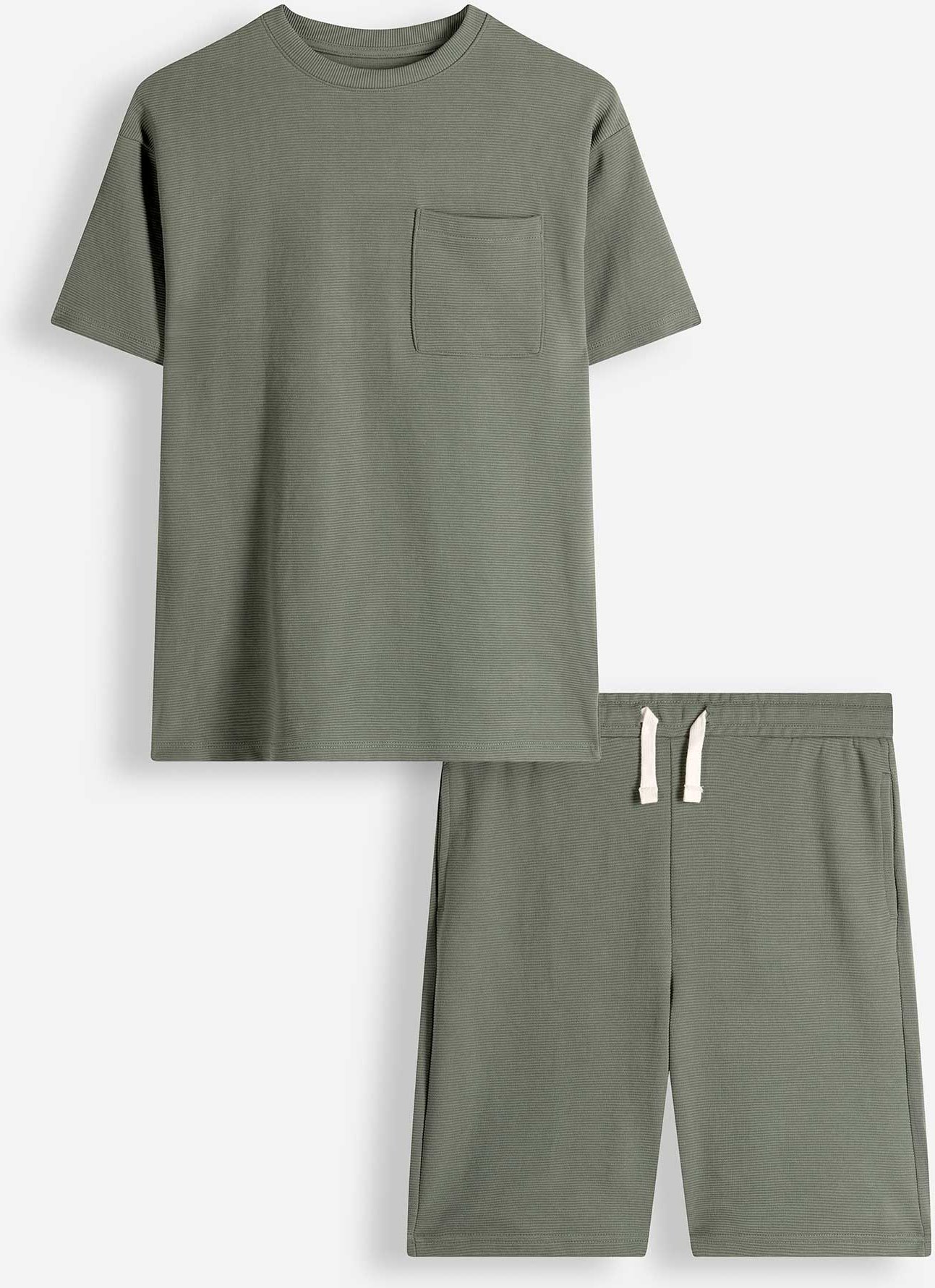 Set aus T-Shirt und Hose - Gerippt - dunkelgrün