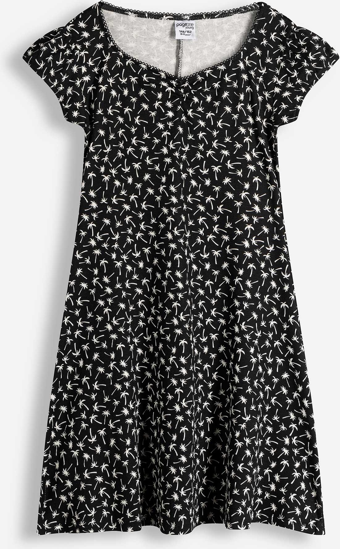 Kleid - Allover-Muster - schwarz