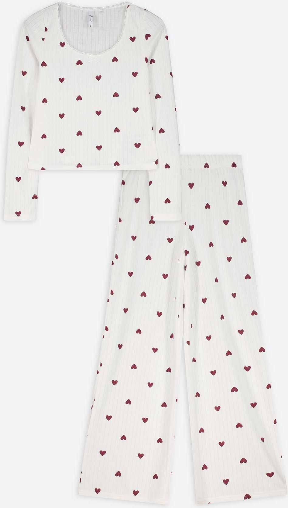 Thumbnail - Pyjama Set aus Shirt und Hose - Allover-Muster - weiß