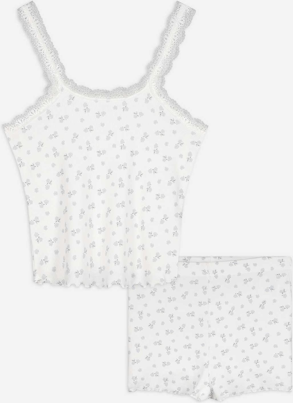 Thumbnail - Pyjama Set aus Shirt und Hose - Allover-Print - weiß