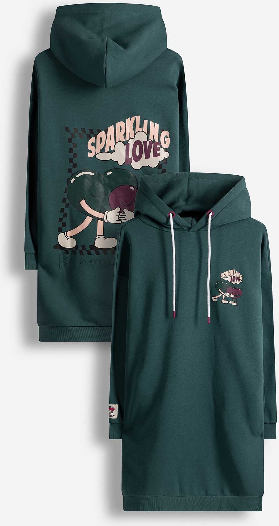 Kleid - Rückenprint - türkis