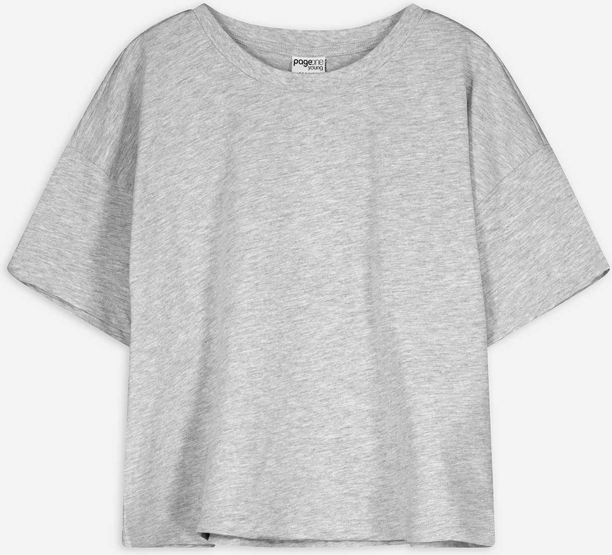 Cropped Shirt - Jersey - grau