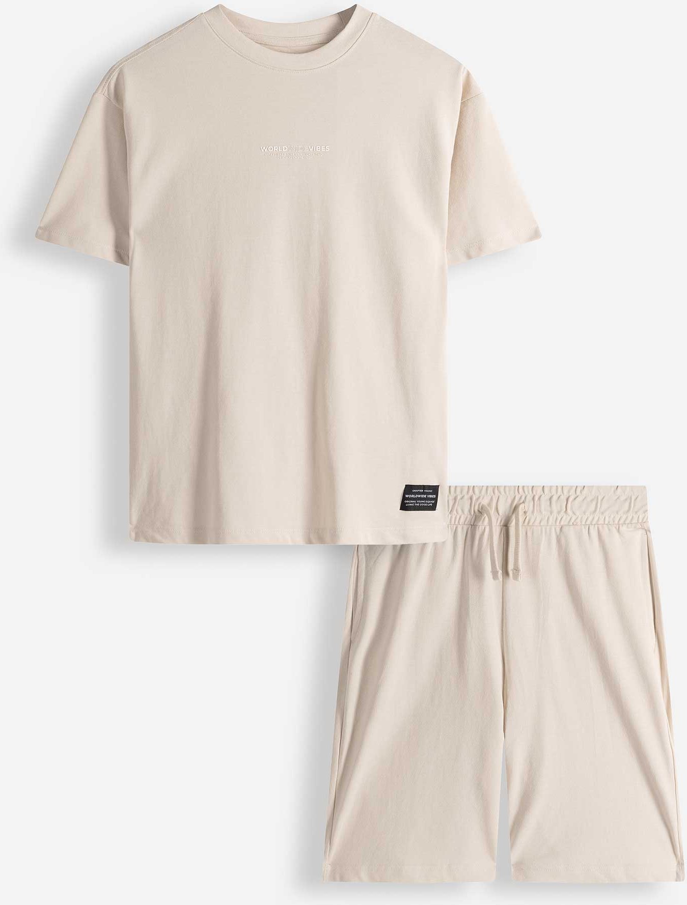 Set aus T-Shirt und Hose - Piqué - hellgrau