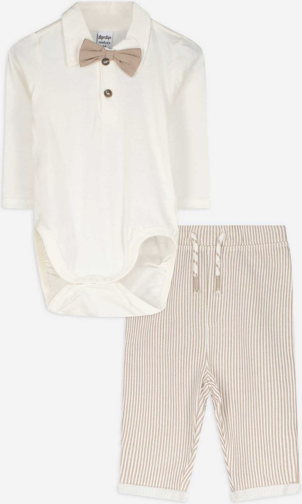 Set aus Body und Hose - Schleifenapplikation - weiß