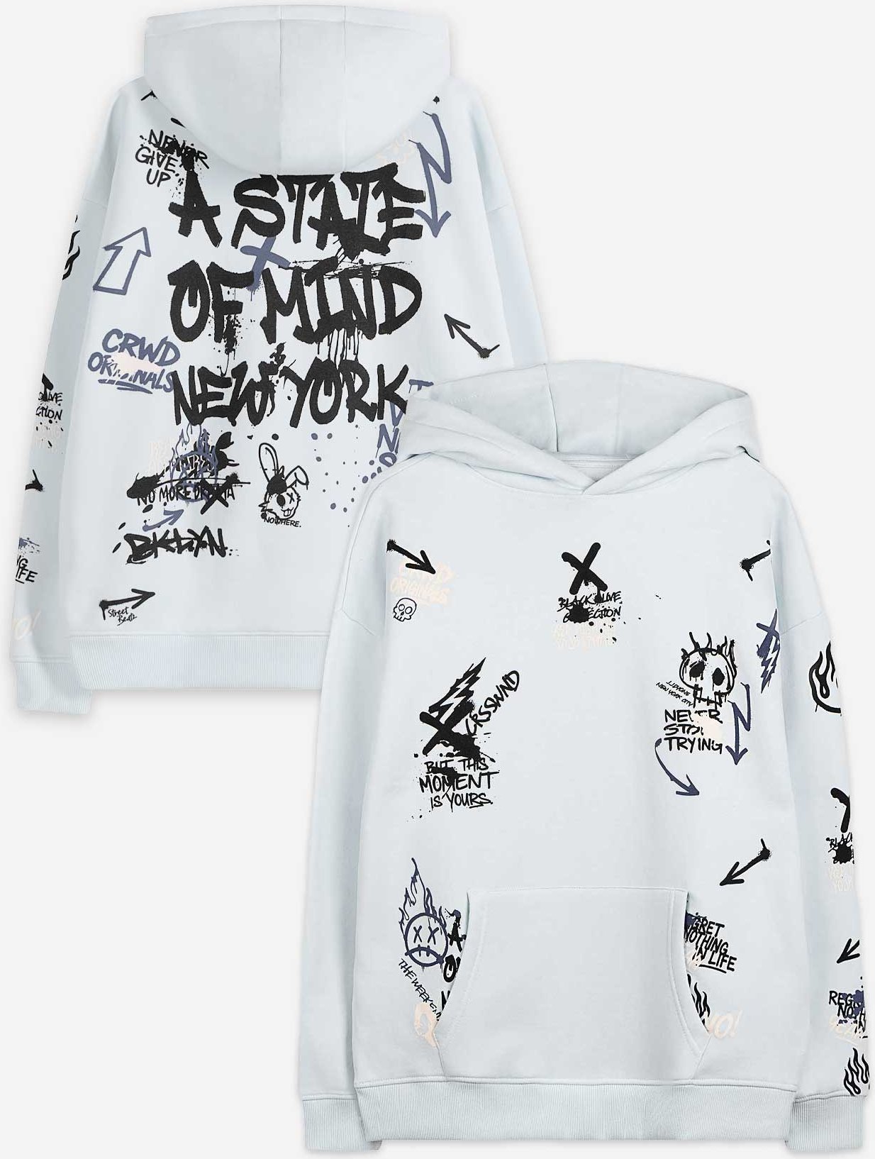 Sweatshirt - Allover-Print - hellblau