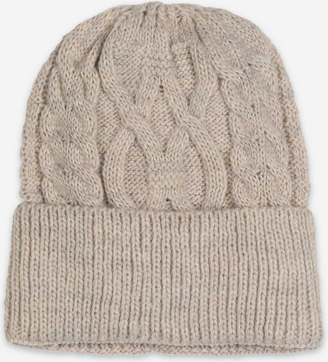 Mütze - Zopfstrick - beige