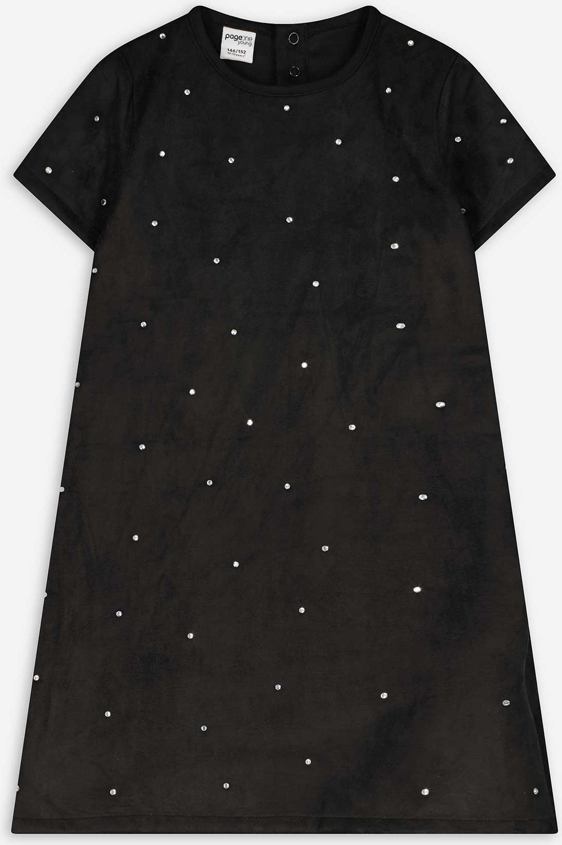 Kleid in A-Linie - Strasssteine - schwarz