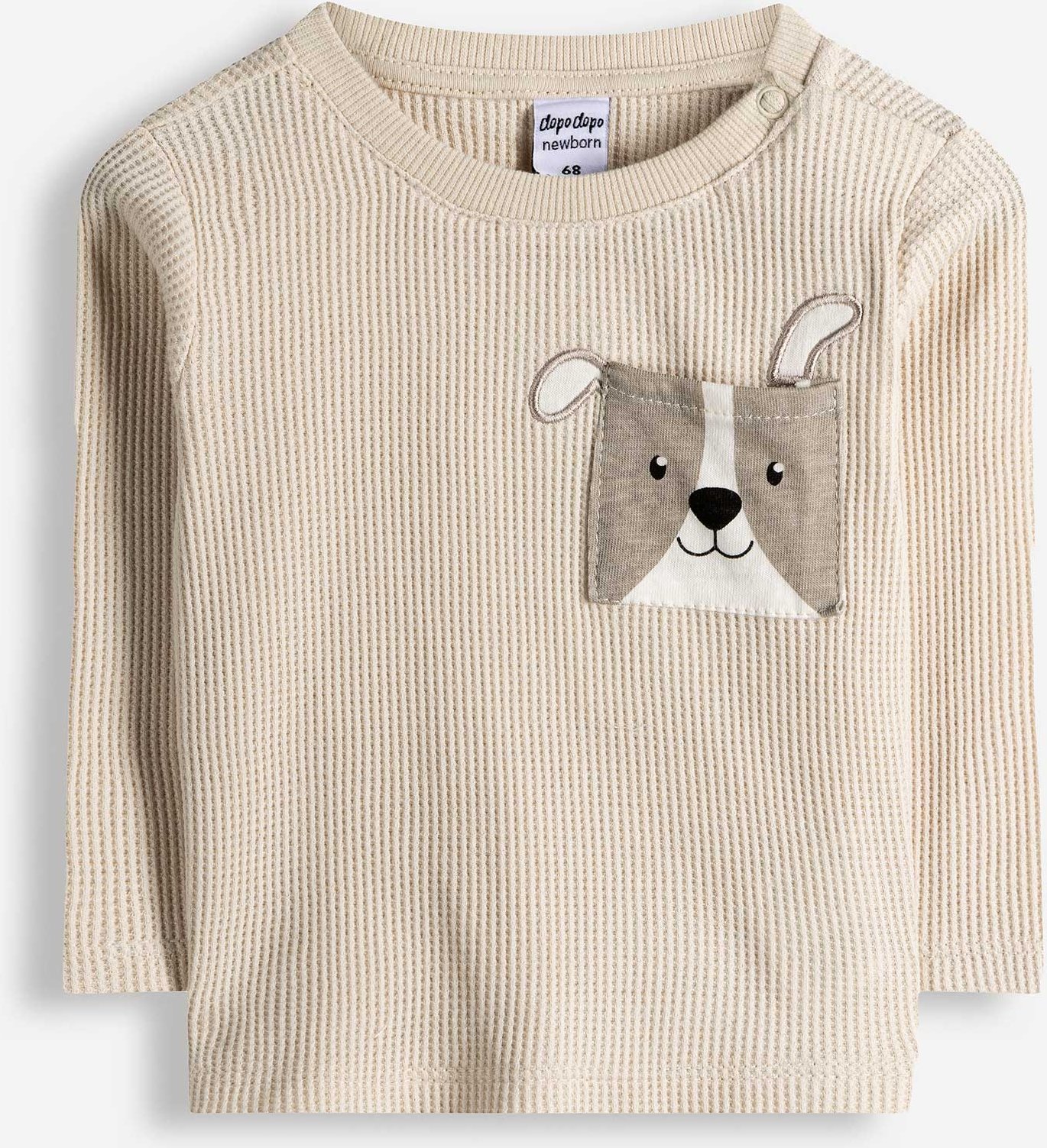 Langarmshirt - Waffelstruktur - beige