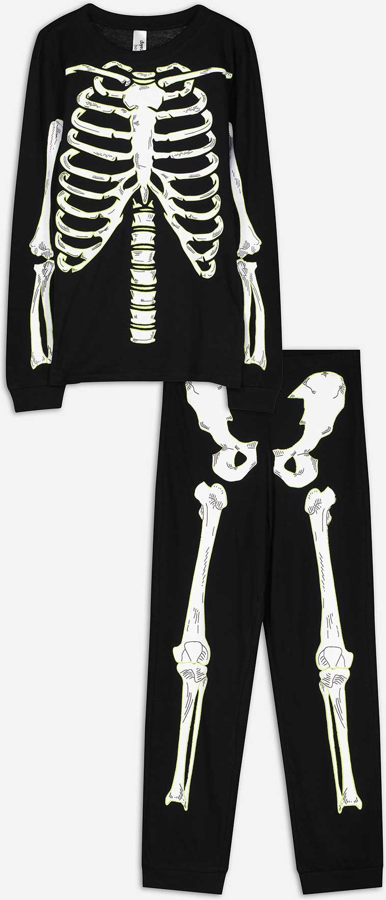 Pyjama Set aus Langarmshirt und Hose  - Leuchtet im Dunklen - schwarz