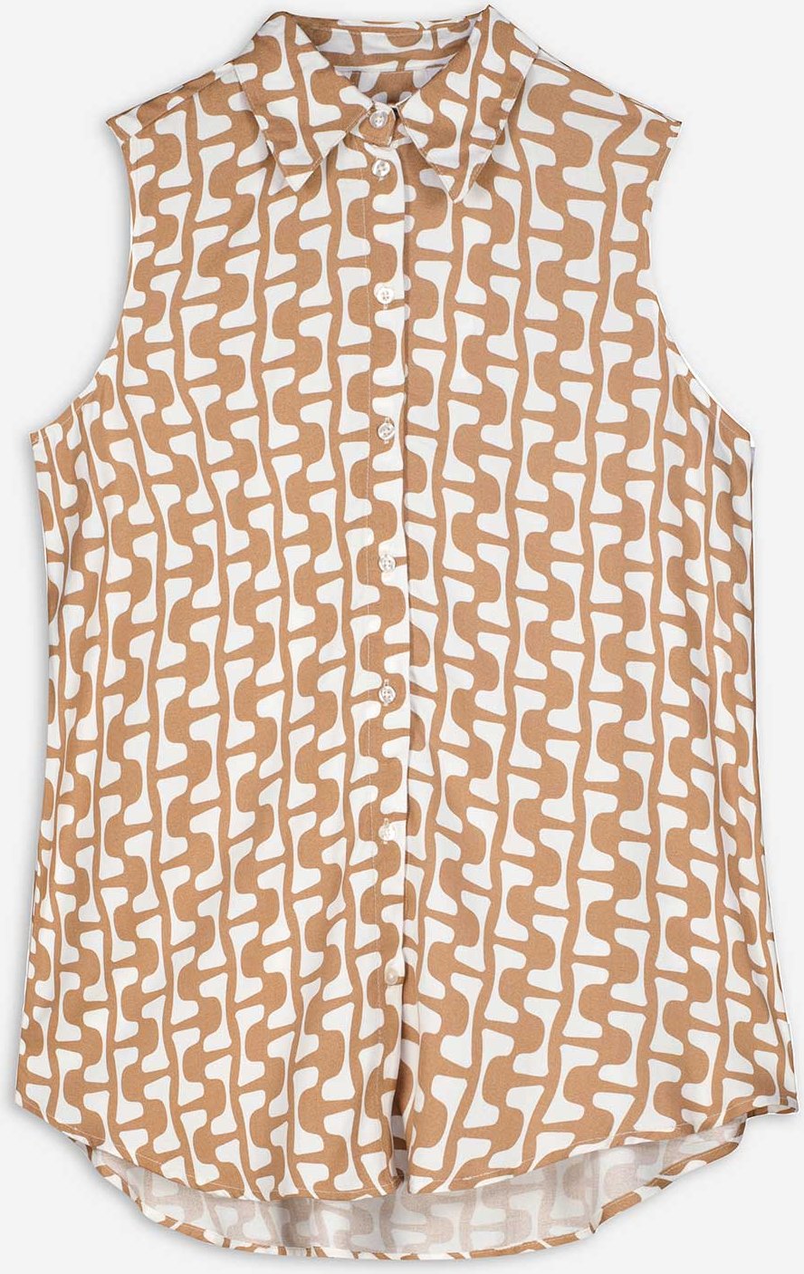 Hemdbluse - Allover-Print - beige