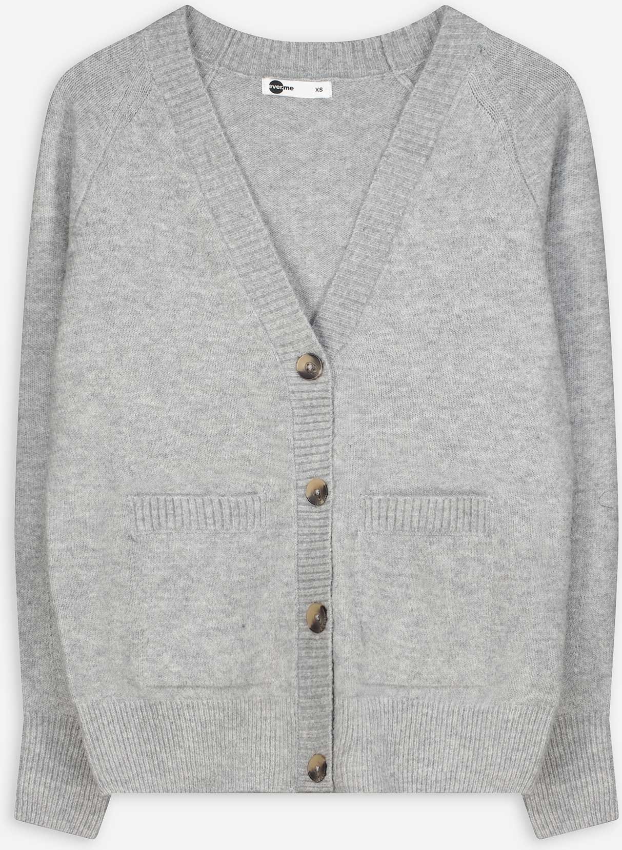 Thumbnail - Strickjacke - Aufgesetze Taschen - grau