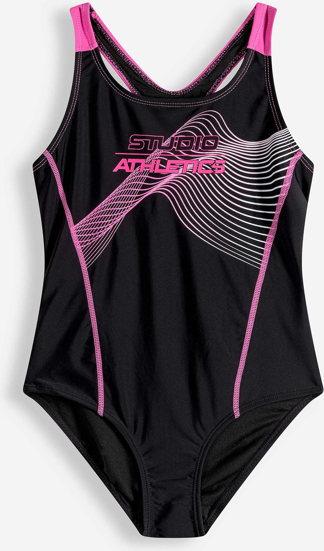 Badeanzug - Neon-Print - schwarz