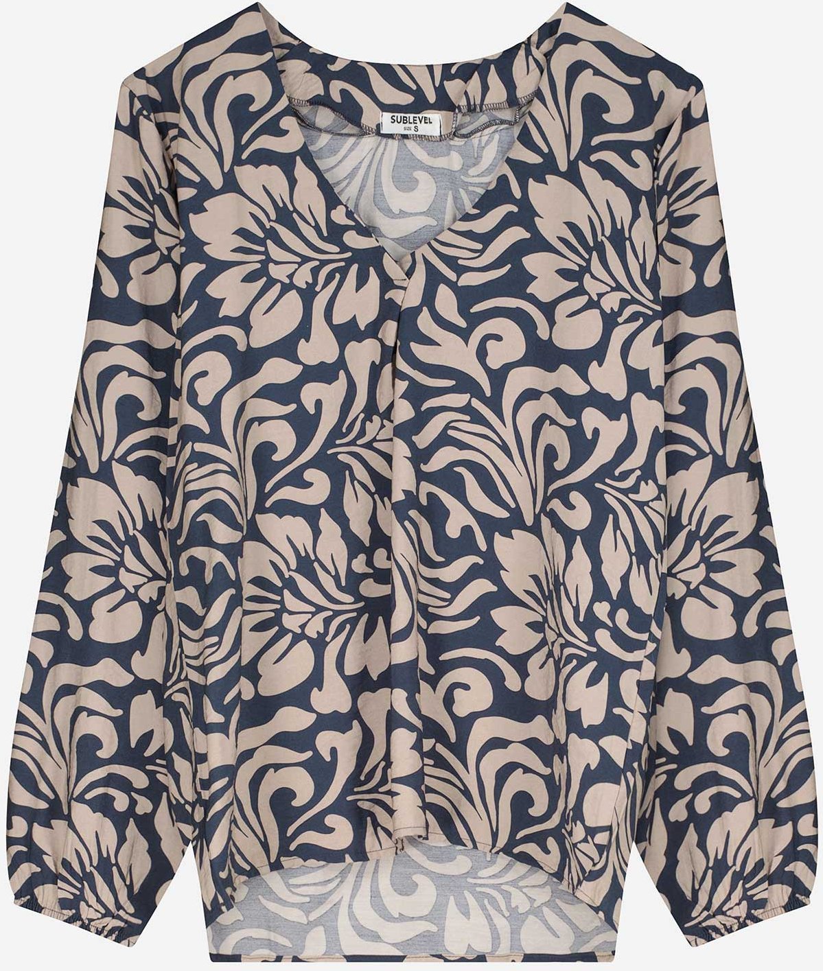 Thumbnail - Bluse - Allover-Print - dunkelblau