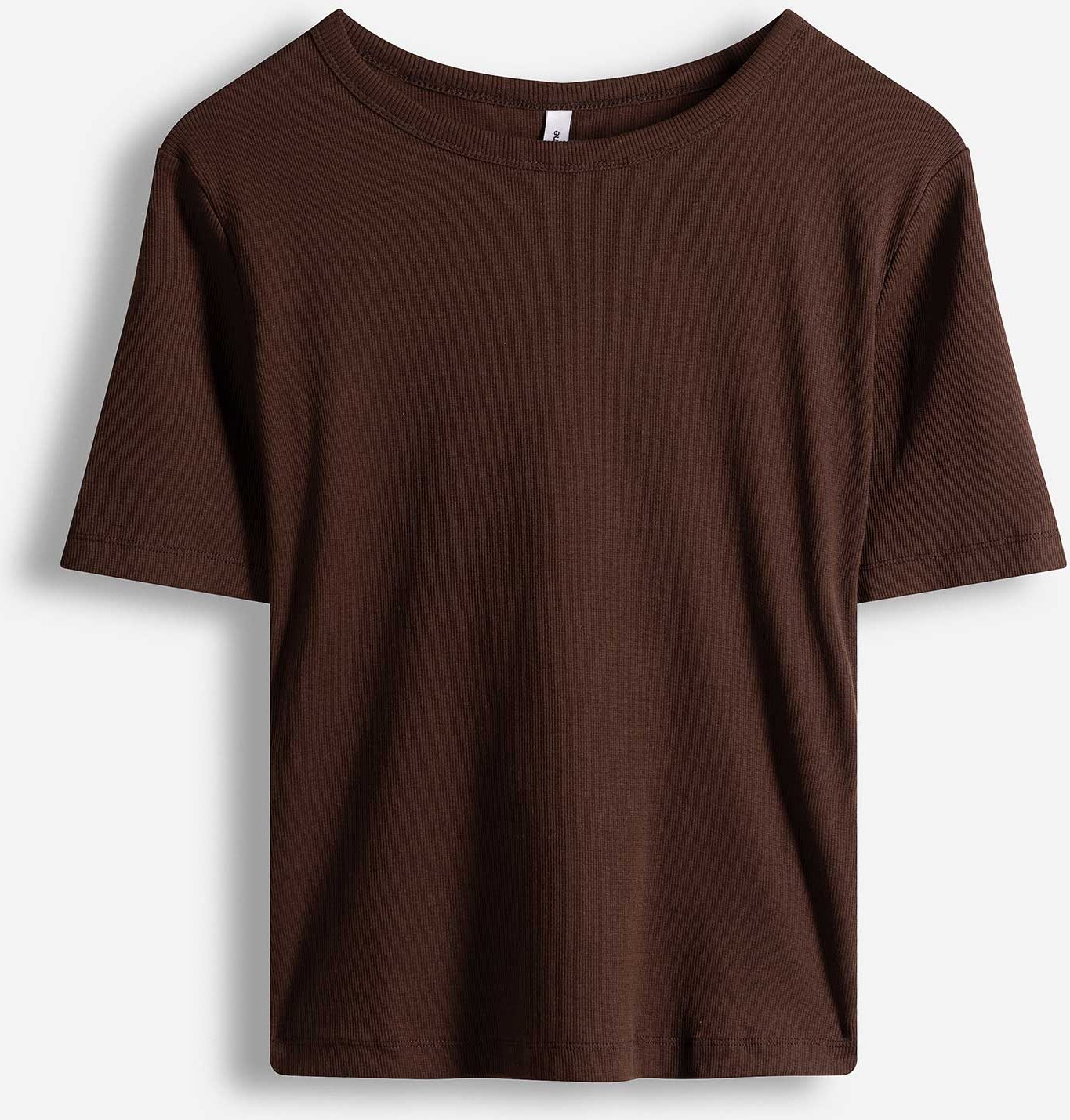 T-Shirt - Rippenstruktur - dunkelbraun
