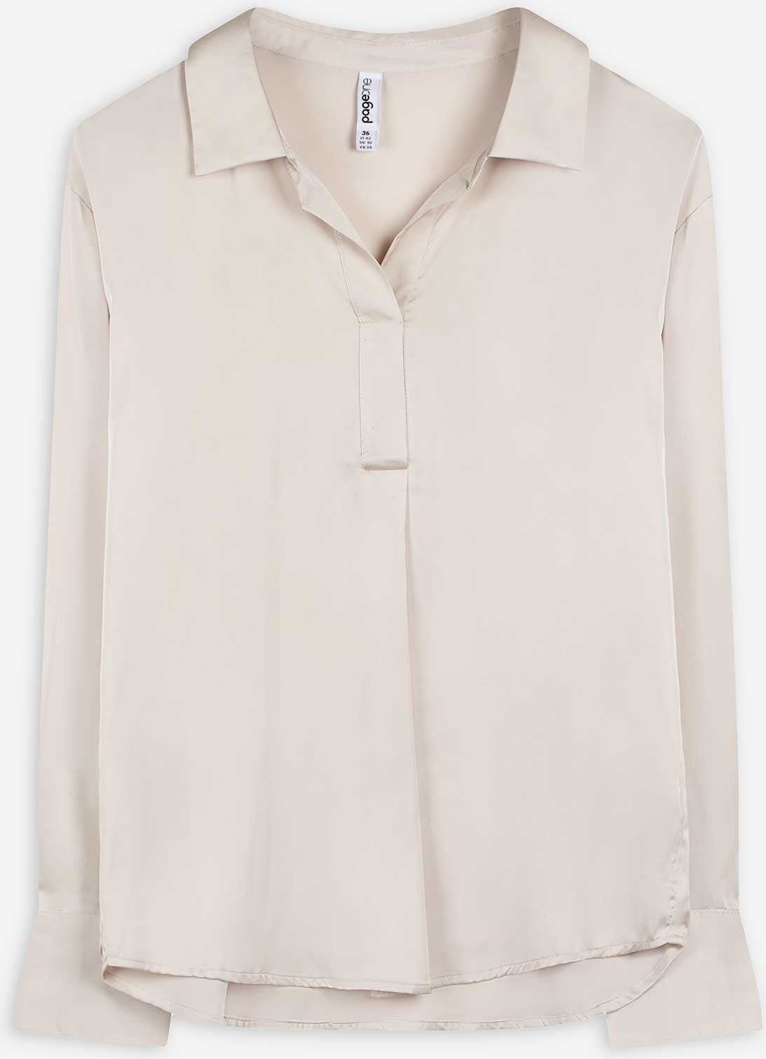 Bluse - Satin - weiß