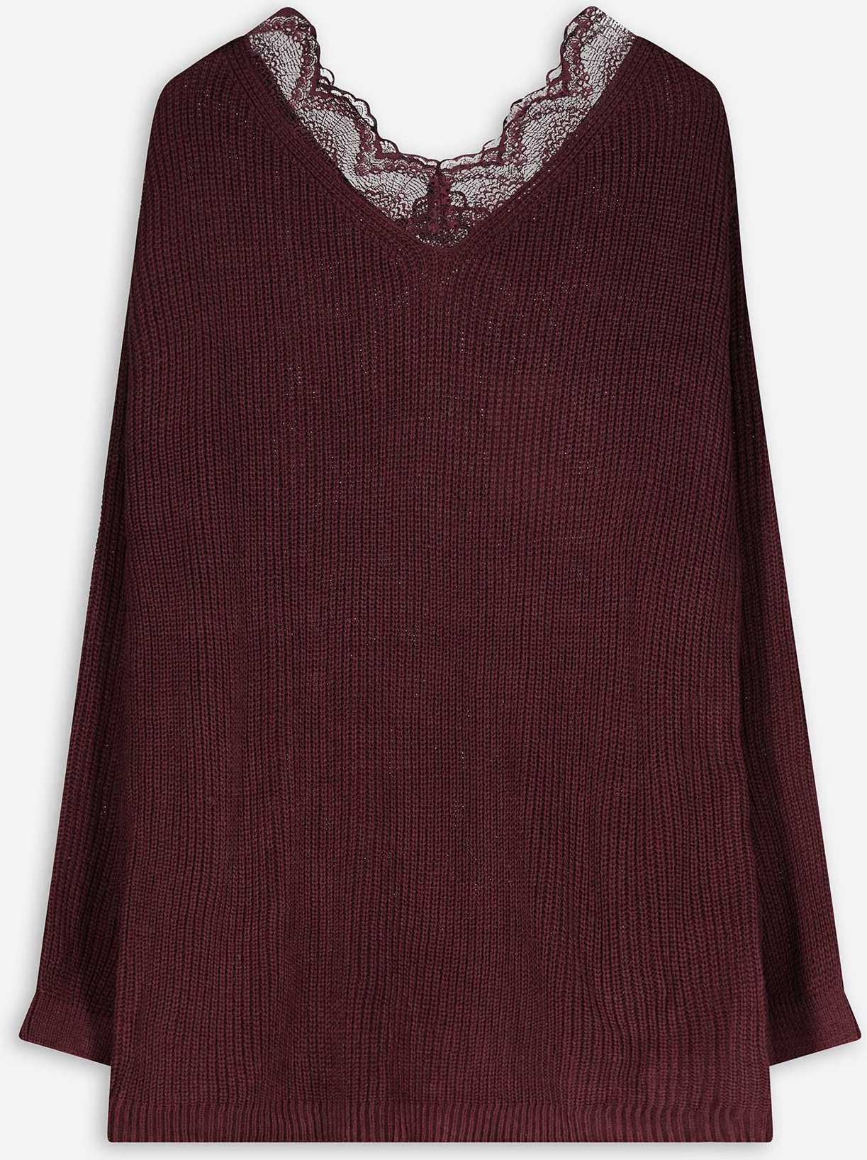 Thumbnail - Pullover - Spitzenbesatz - dunkellila
