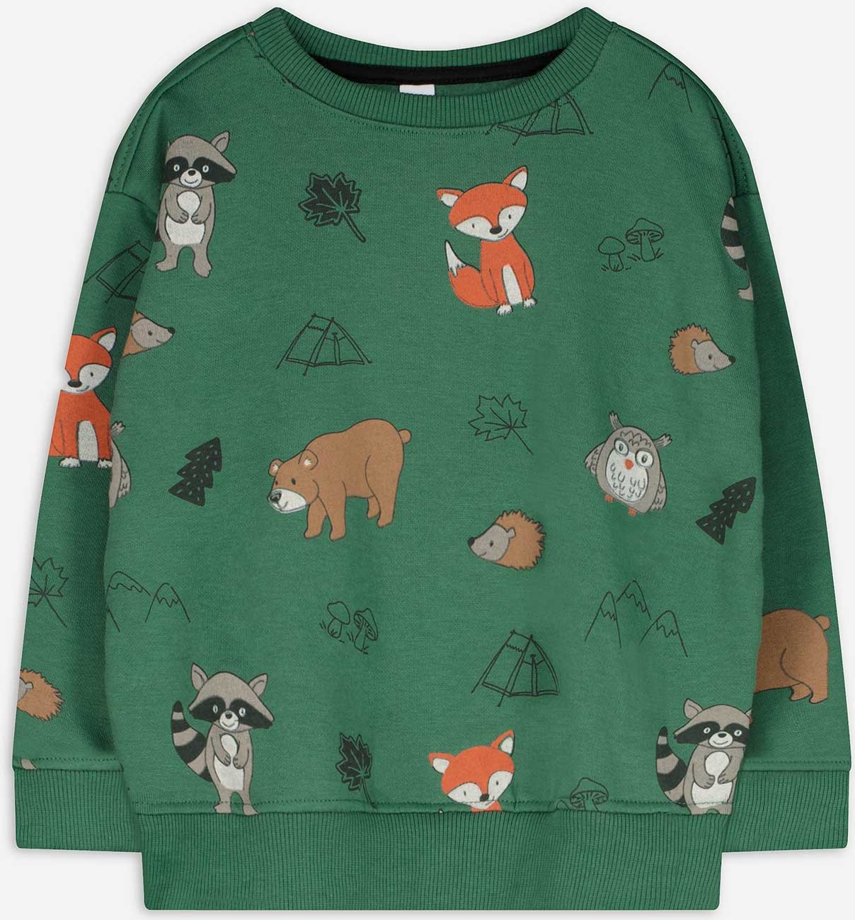 Thumbnail - Sweatshirt - Allover-Print - dunkelgrün