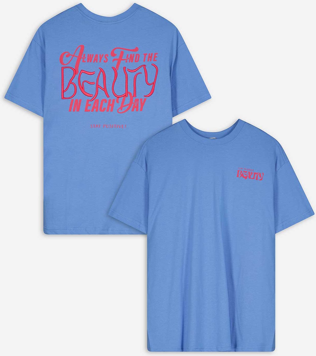 T-Shirt - Rückenprint - hellblau