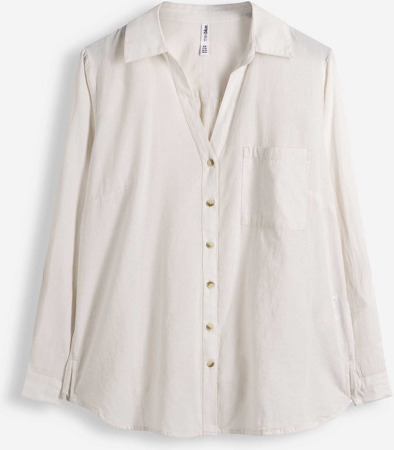 Bluse - Brusttasche - weiß