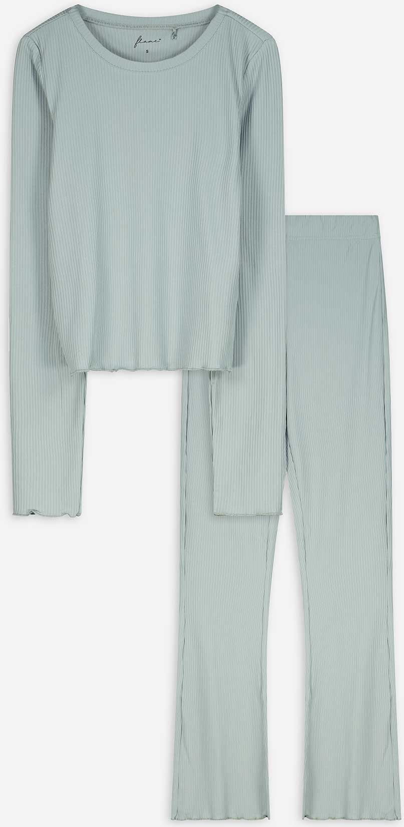 Thumbnail - Pyjama Set aus Shirt und Hose - Gerippt - türkis