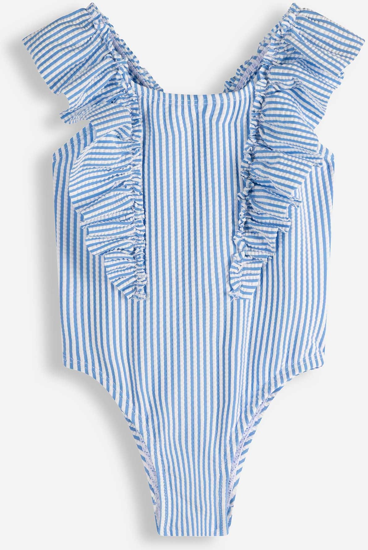 Badeanzug - Seersucker - hellblau