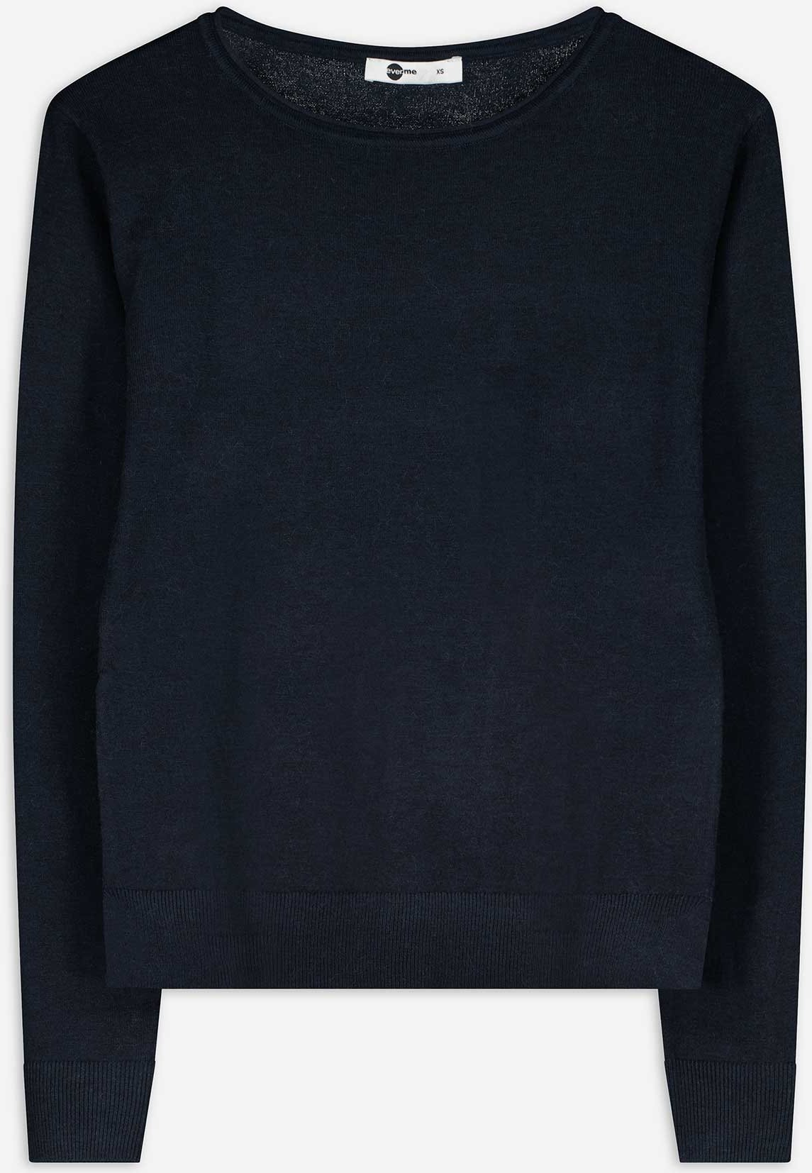 Strickpullover - Rundhals-Ausschnitt - dunkelblau