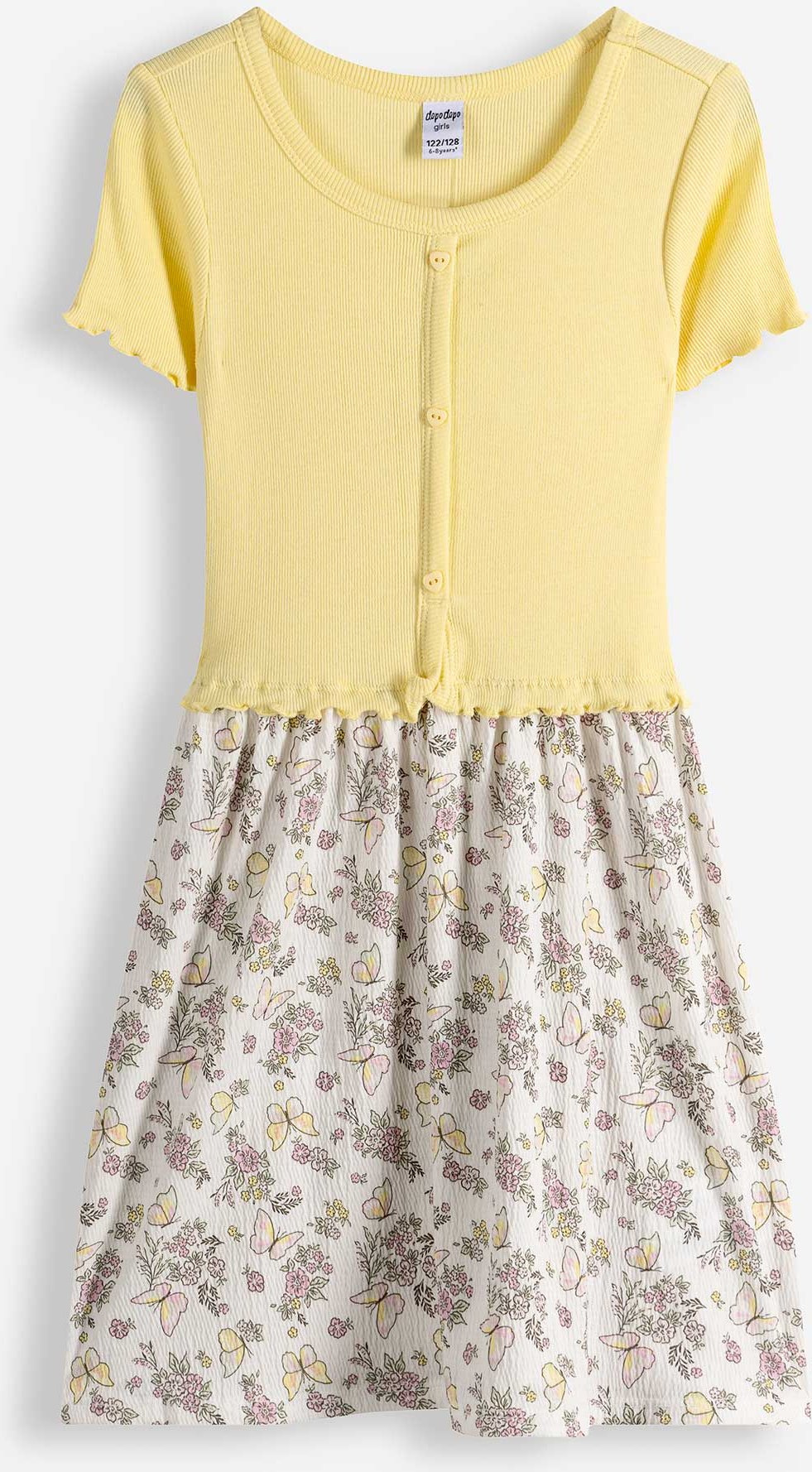 Kleid - Allover-Print - hellgelb