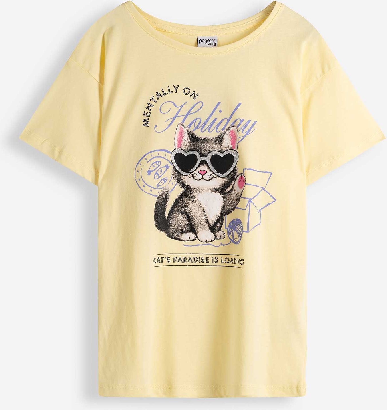 T-Shirt - Frontprint - hellgelb