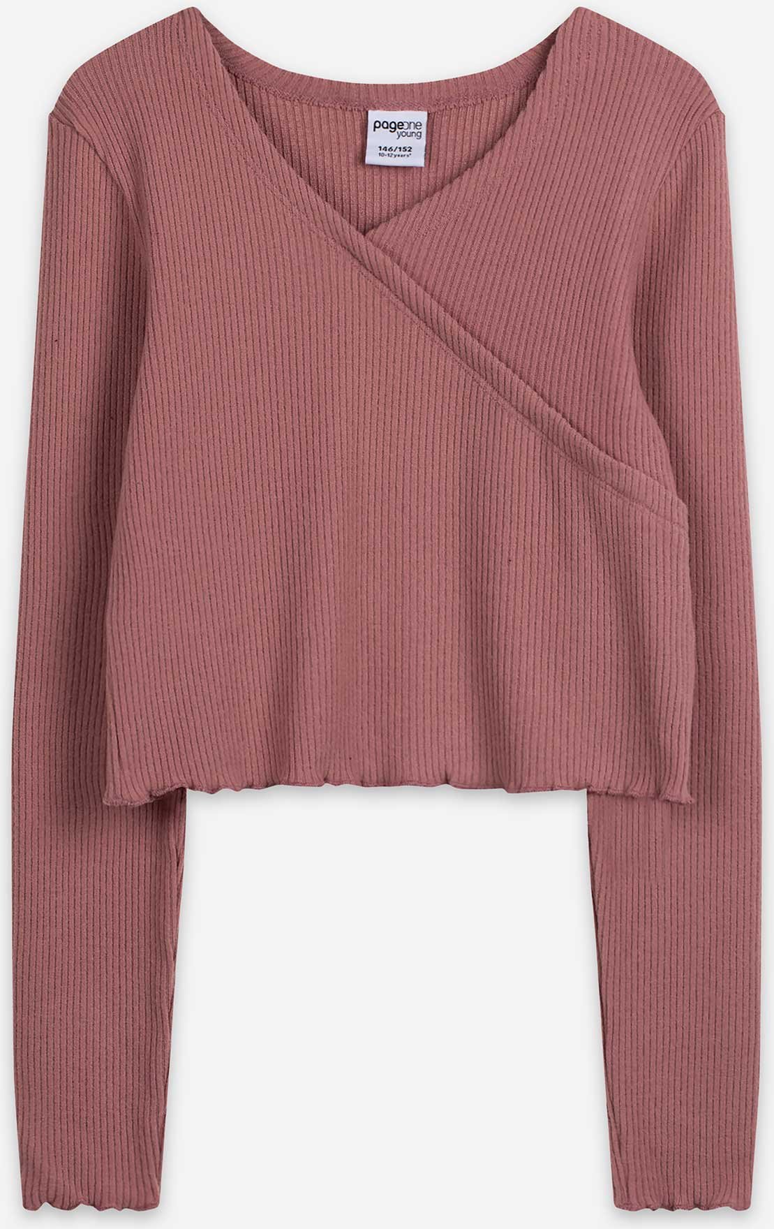 Langarmshirt - Wickeloptik - rosa