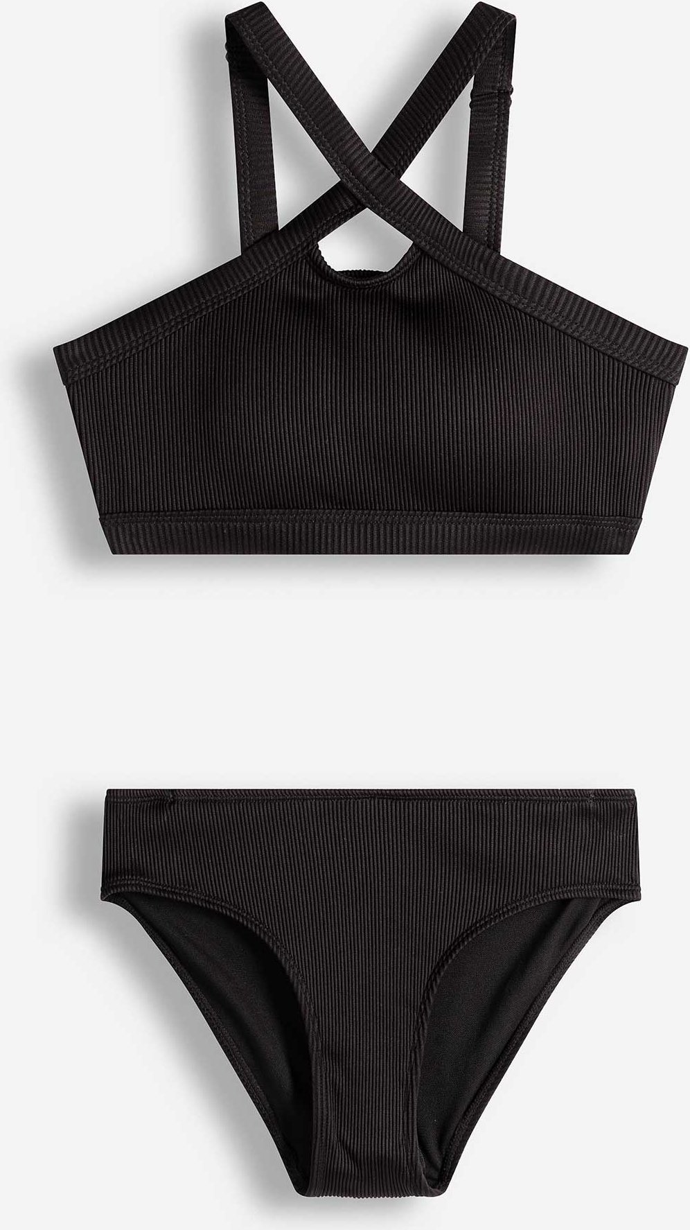 Set aus Bikinitop und Bikinislip - Strukturiertes Material - schwarz