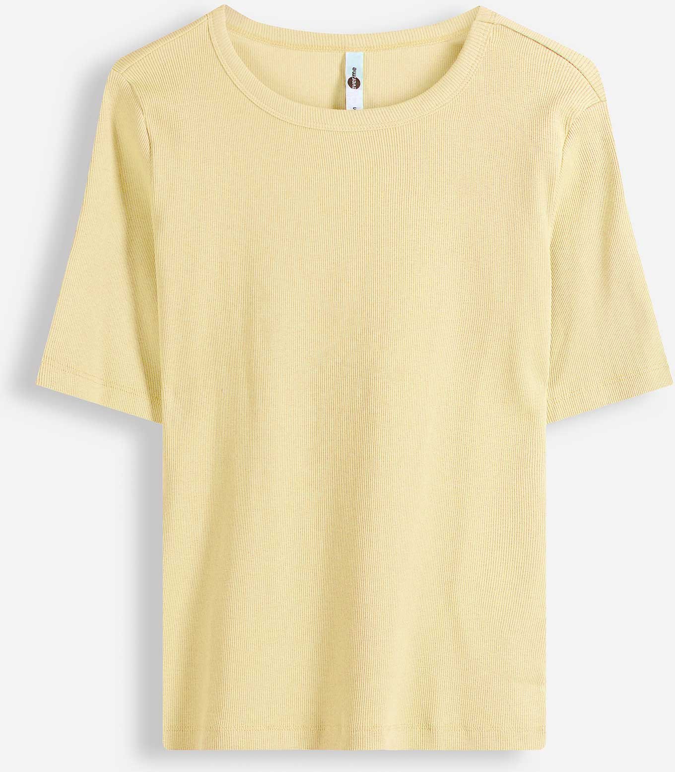 T-Shirt - Rippenstruktur - hellgelb