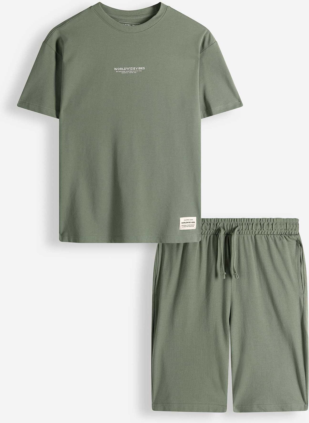 Set aus T-Shirt und Hose - Piqué - dunkelgrün