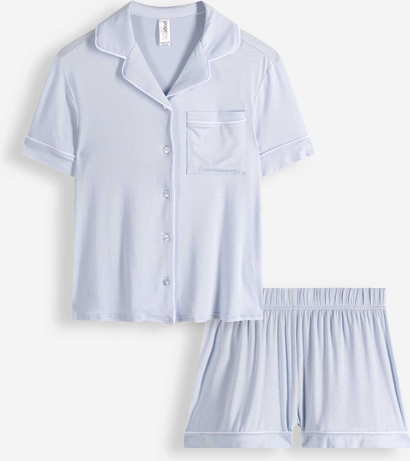 Thumbnail - Pyjama Set aus Shirt und Shorts - Viskose-Mix - hellblau