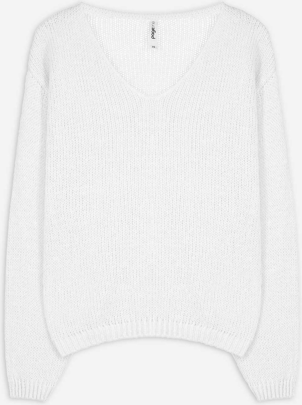 Strickpullover - V-Ausschnitt - weiß