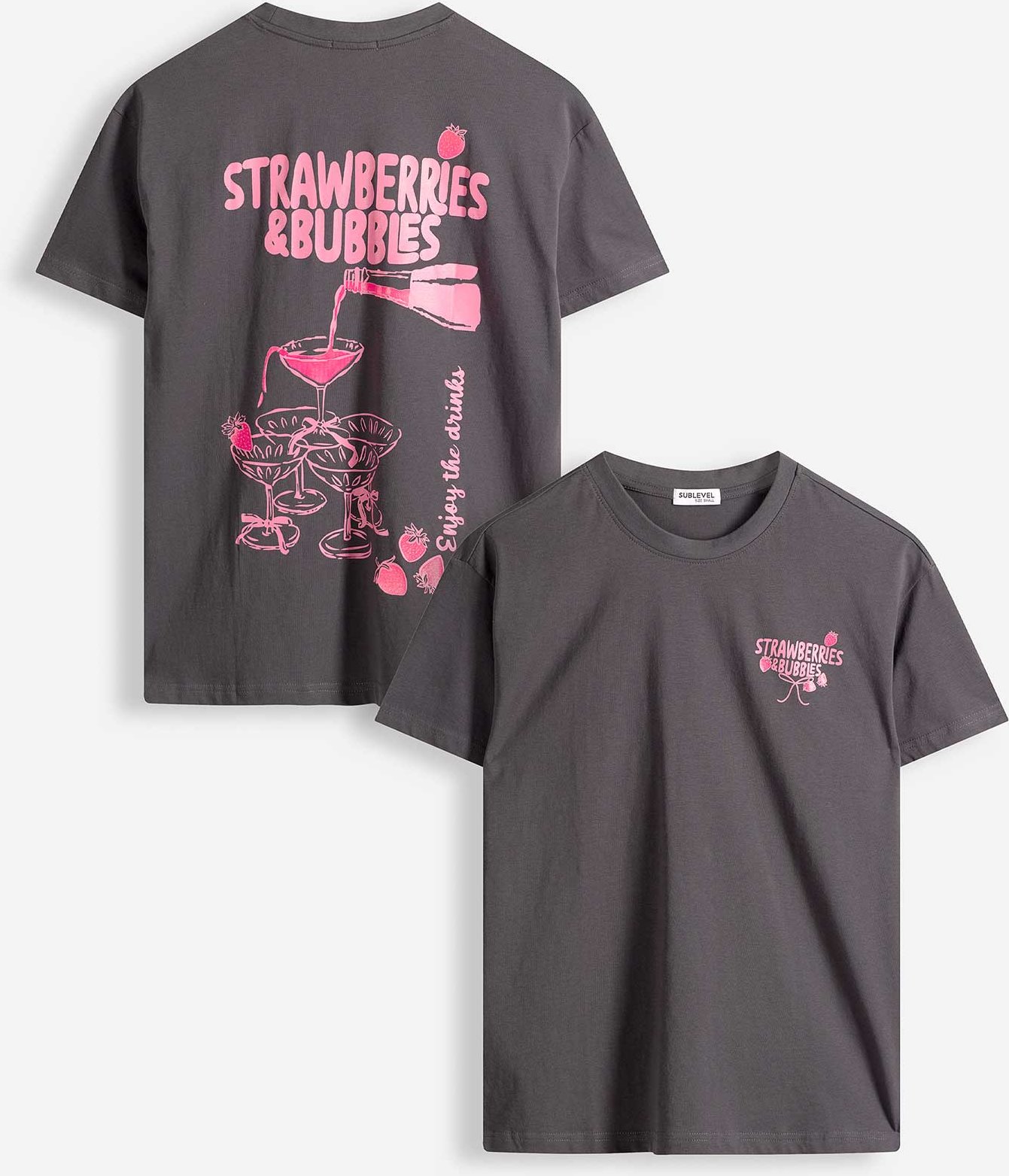 T-Shirt - Rückenprint - dunkelgrau