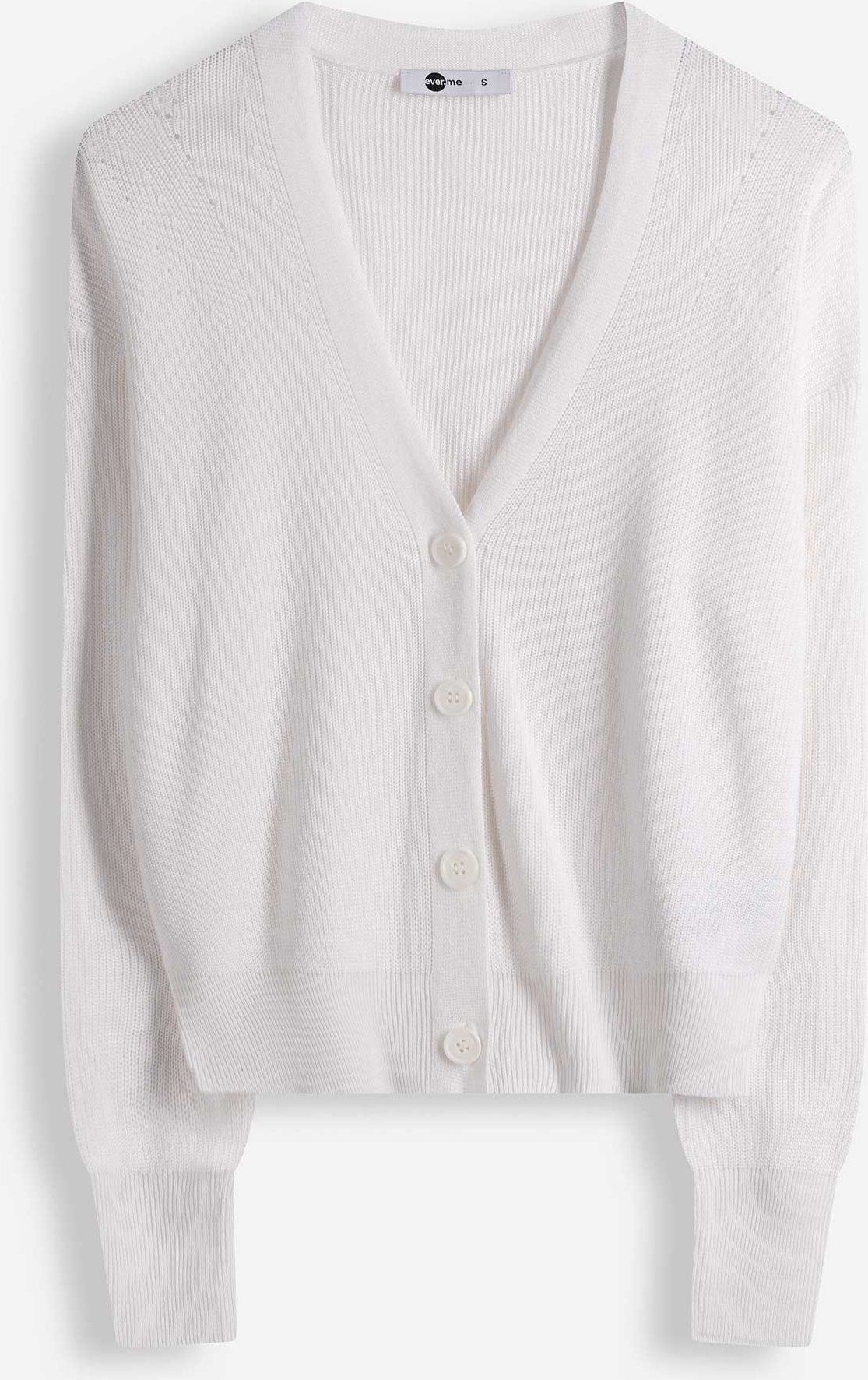 Strickjacke - V-Ausschnitt - weiß