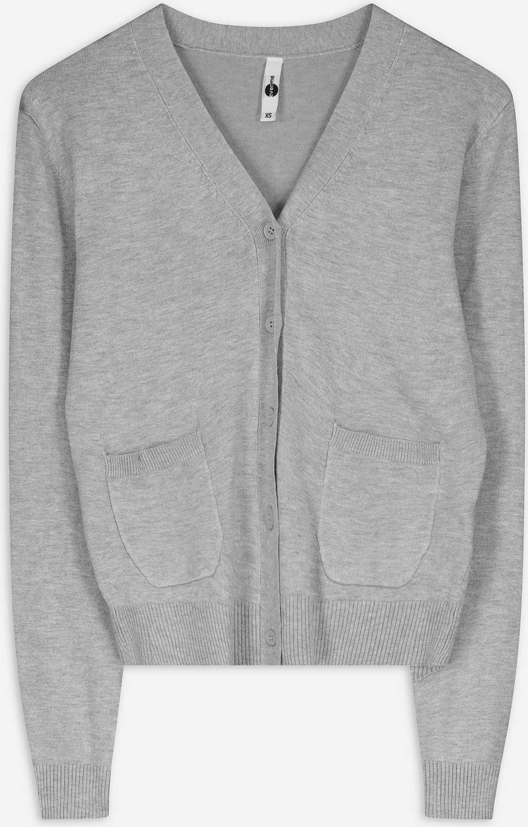 Thumbnail - Strickjacke - Aufgesetze Taschen - grau