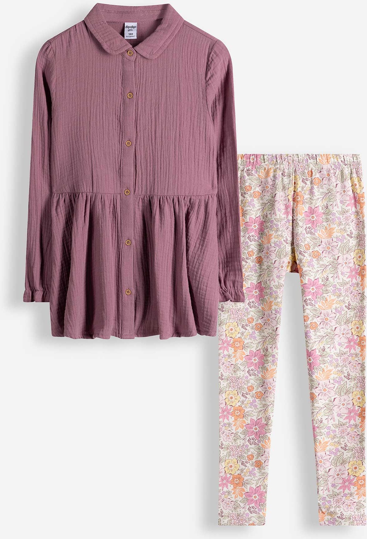 Set aus Kleid und Leggings - Musselin - dunkellila