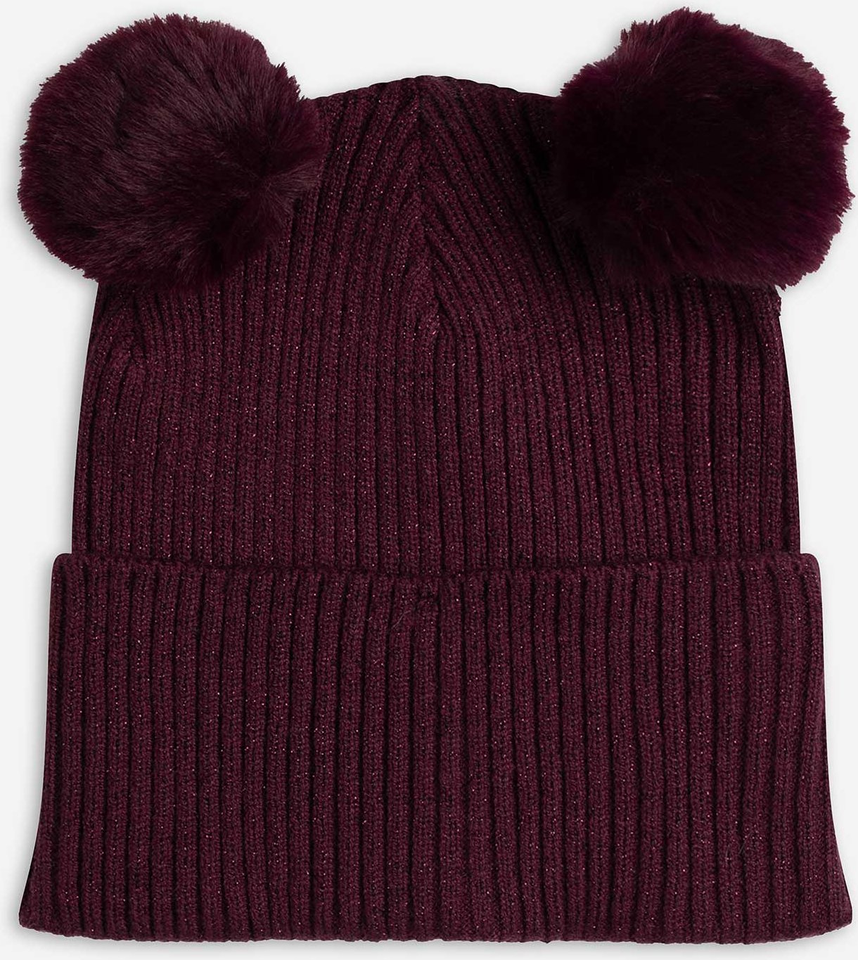 Mütze - Rippstrick - dunkellila