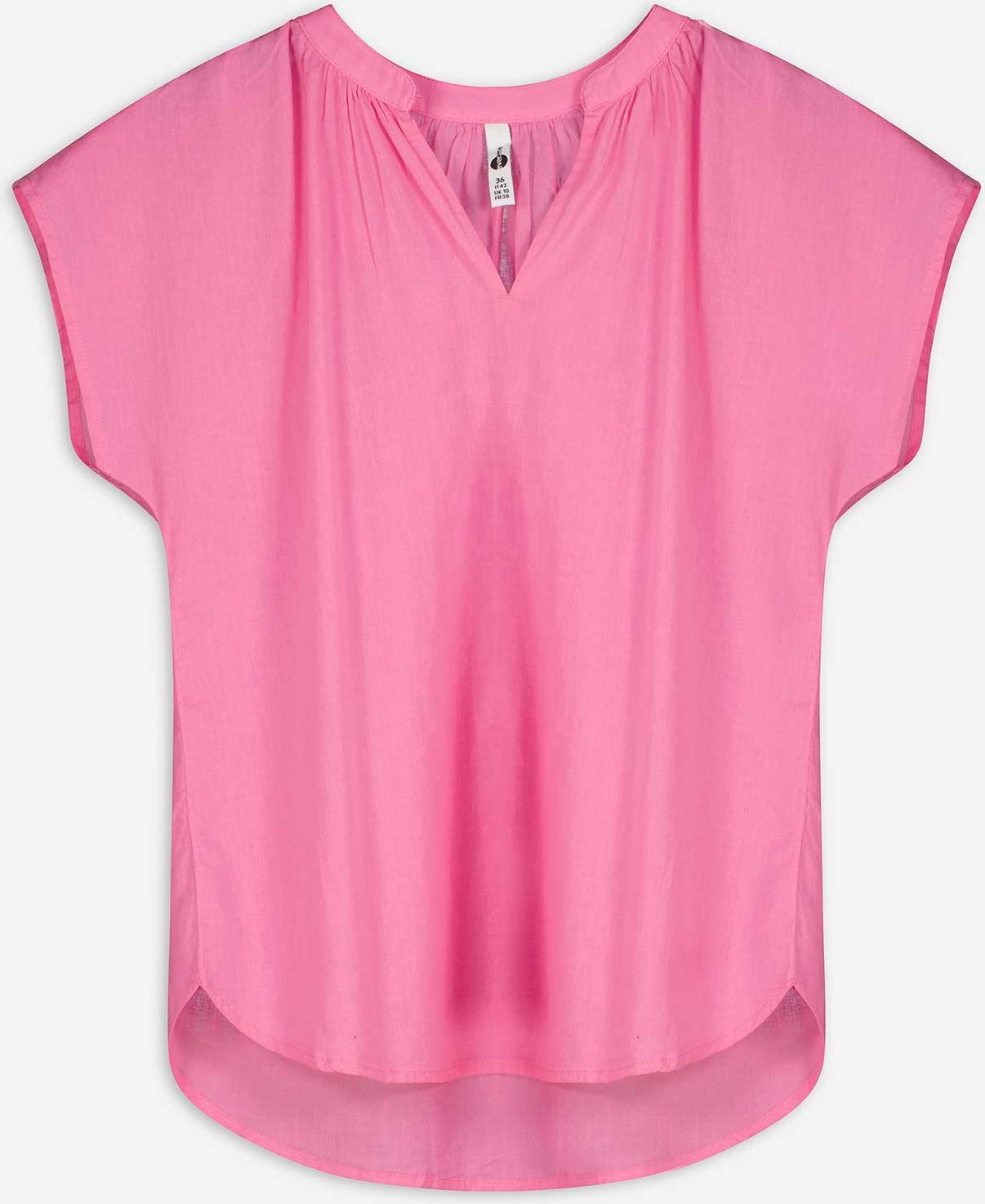 Blusenshirt - Serafino-Ausschnitt - pink